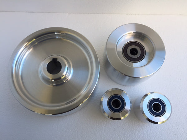 Complete Belt Knife Grinder Wheel Set, 6" Drive Wheel, 4" Tracking Wheel, pair of 2" Idler Wheels