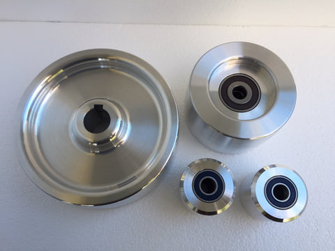 Complete Belt Knife Grinder Wheel Set, 6" Drive Wheel, 4" Tracking Wheel, pair of 2" Idler Wheels