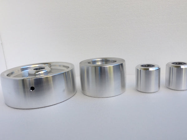 Complete Belt Knife Grinder Wheel Set, 6" Drive Wheel, 4" Tracking Wheel, pair of 2" Idler Wheels